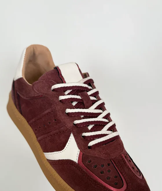 DWRS Mirabel Suede Sneaker bordeaux offwhite burgundy - Afbeelding 6