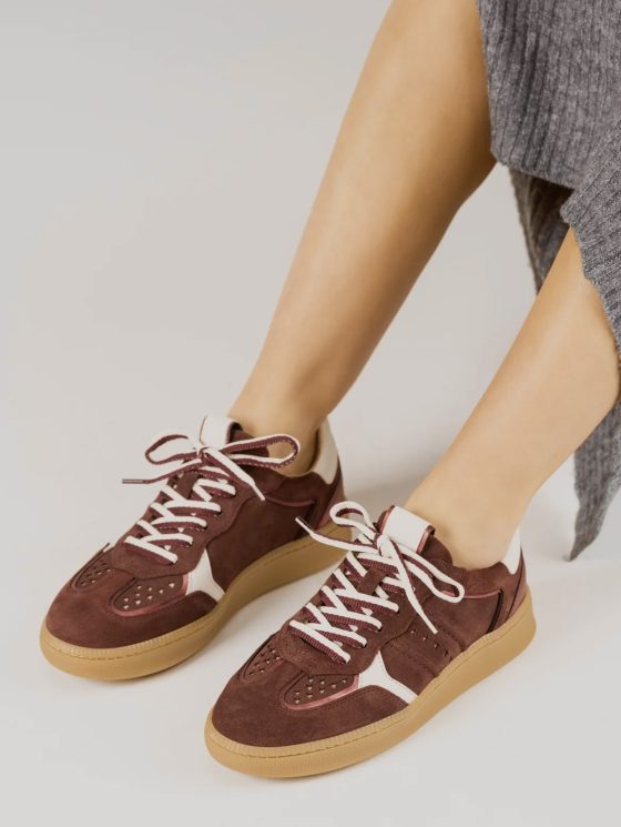 DWRS Mirabel Suede Sneaker bordeaux offwhite burgundy - Afbeelding 4