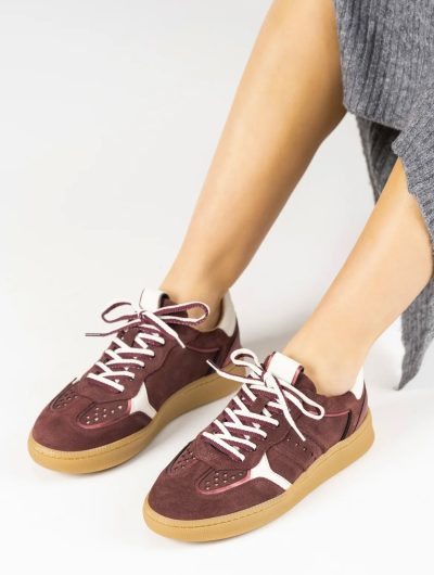 DWRS Mirabel Suede Sneaker bordeaux offwhite