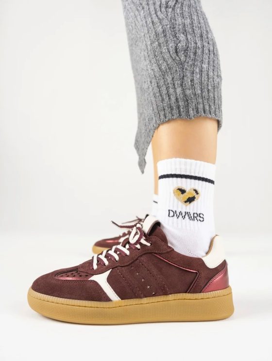 DWRS Mirabel Suede Sneaker bordeaux offwhite - Afbeelding 2