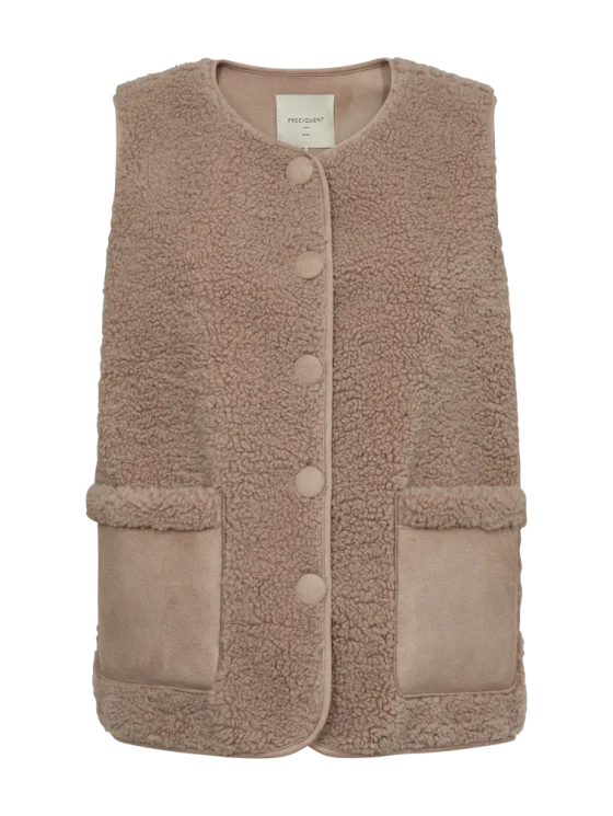 Freequent Lamby Teddy Gilet simply taupe