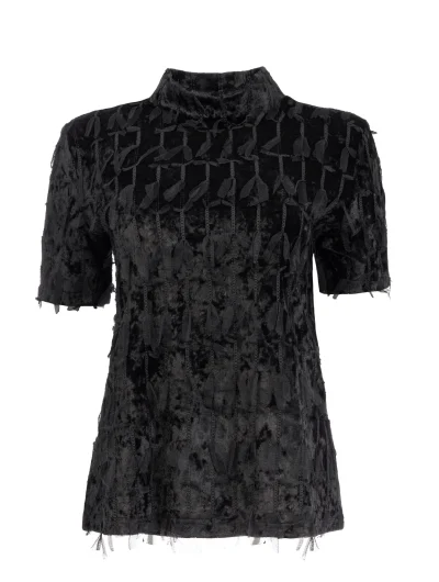 NED Milans Plain 1/2 SS Velvet Feather zwart