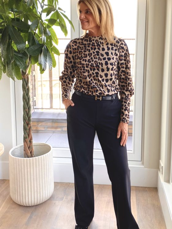 Mi Piace Travelstof Puff Sleeve Top 202737 leopard print latte - Afbeelding 3