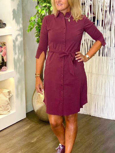 Mi Piace Travelstof Jurk Burgundy 202092