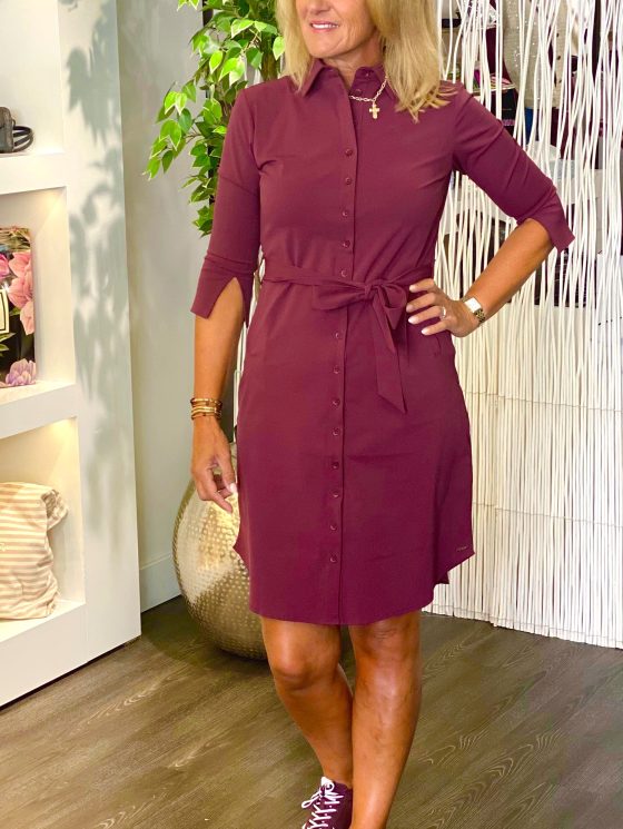 Mi Piace Travelstof Jurk Burgundy 202092