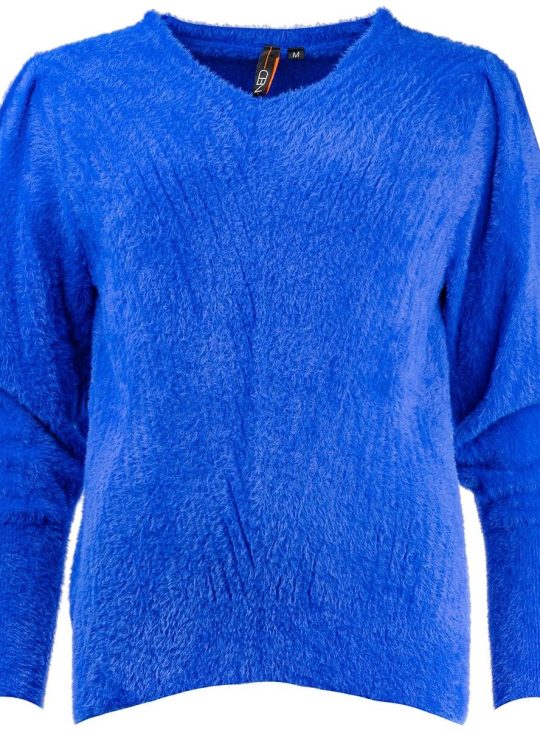 NED Belins LS-RMJ Furry Knit Trui surf blue