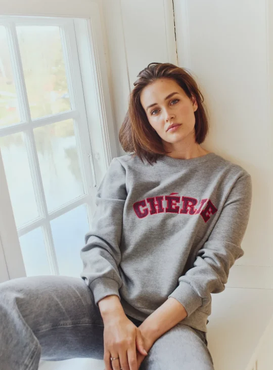Freequent Wana Pullover med. grey melange w. port royale