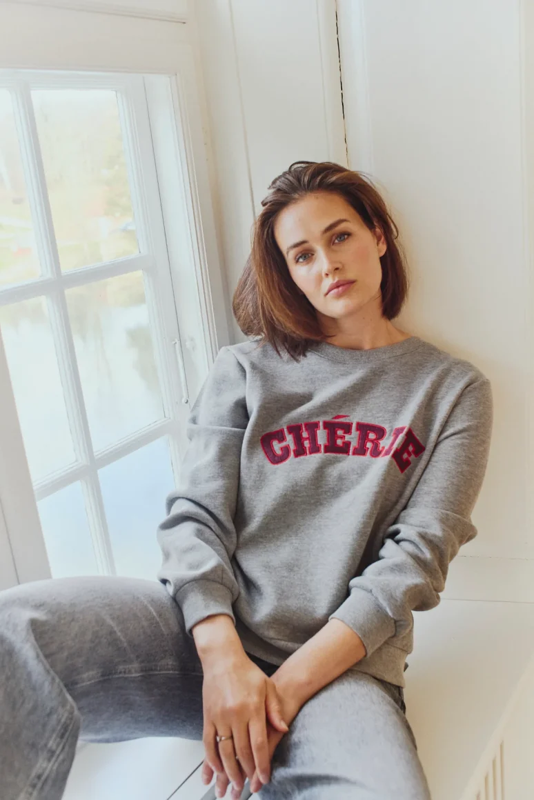 Freequent Wana Pullover sweater trui med. grey melange w. port royale