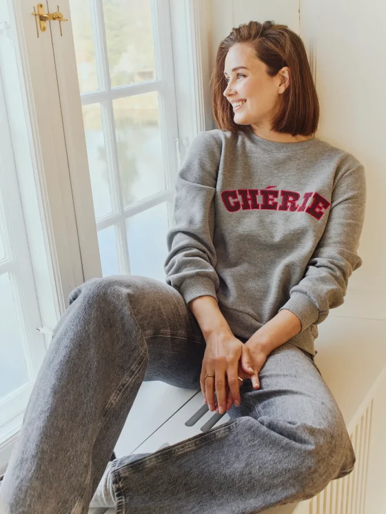 Freequent Wana Pullover med. grey melange w. port royale - Afbeelding 2