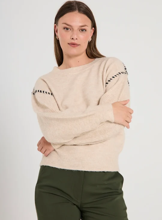 Freequent Kinlock Pullover moonbeam melange w. black