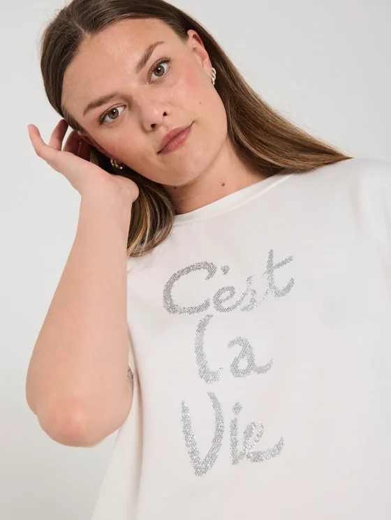 Freequent Malak Tee star off white - Afbeelding 2