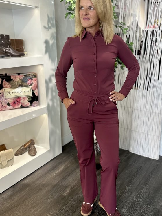 Mi Piace Travelstof blouse 60840 Burgundy - Afbeelding 2