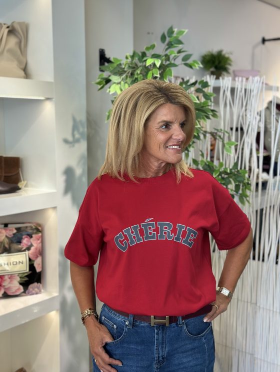 Freequent Carol Tee chili pepper w. dark grey - Afbeelding 2