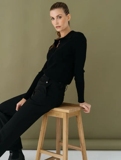 Maicazz Polo Sweater zwart