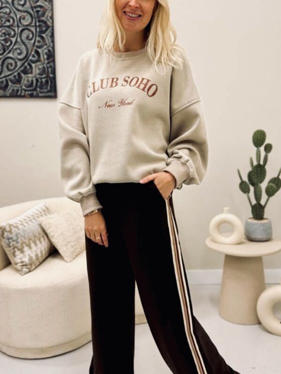 Broek bruin espresso stripe