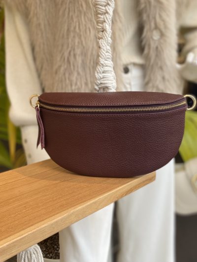 Zoey Crossbody Tas Large Burgundy/Goud T302