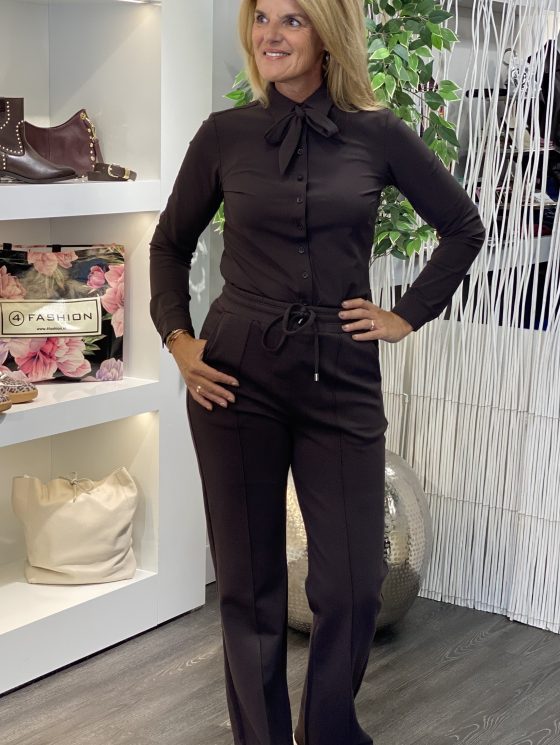 Mi Piace Travelstof Blouse 202709 espresso - Afbeelding 2