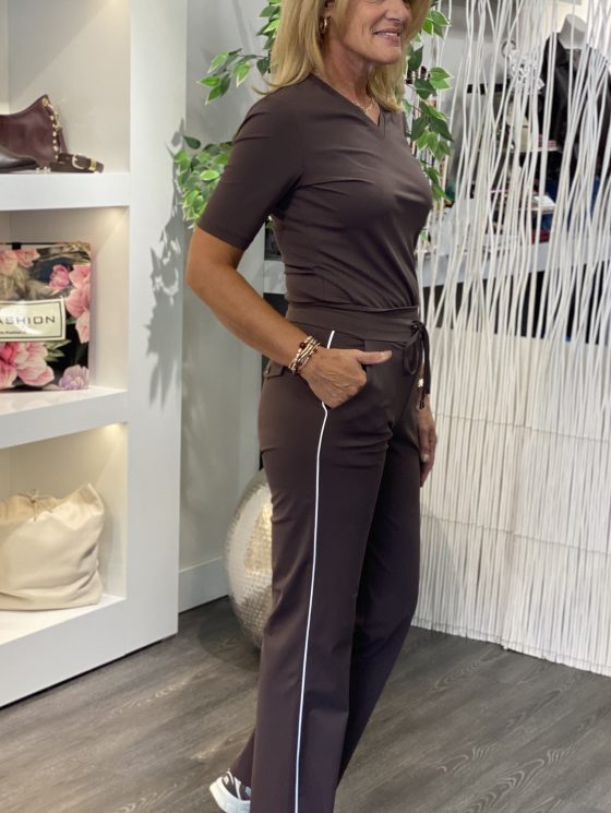 Stella Travelstof Broek stevigere kwaliteit donkerbruin bies