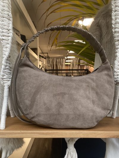 Cassidy Tas Suede/Leer Vlecht Taupe T257