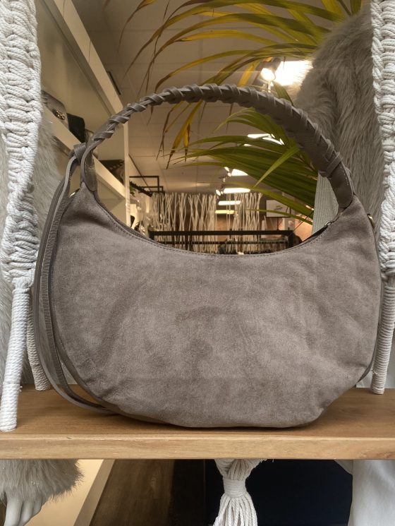 Cassidy Tas Suede/Leer Vlecht Taupe T257