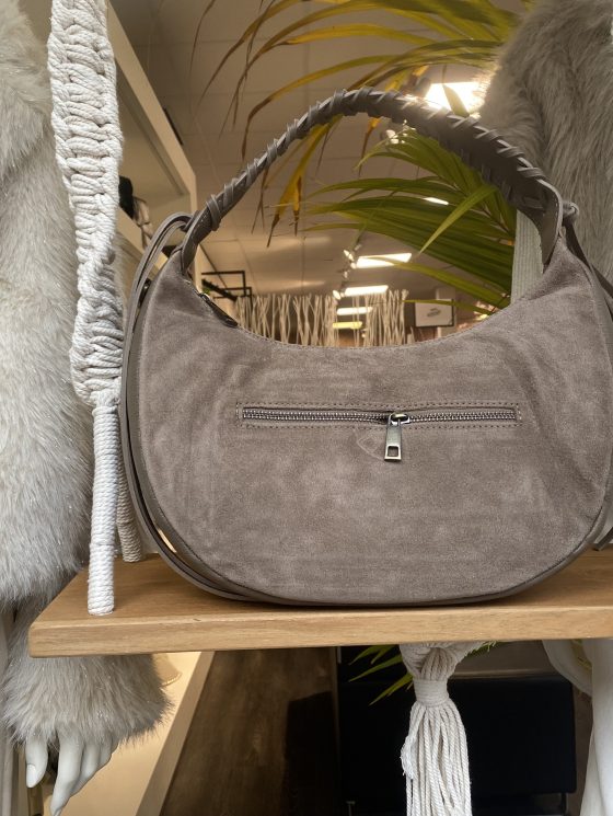 Cassidy Tas Suede/Leer Vlecht Taupe T257 - Afbeelding 2