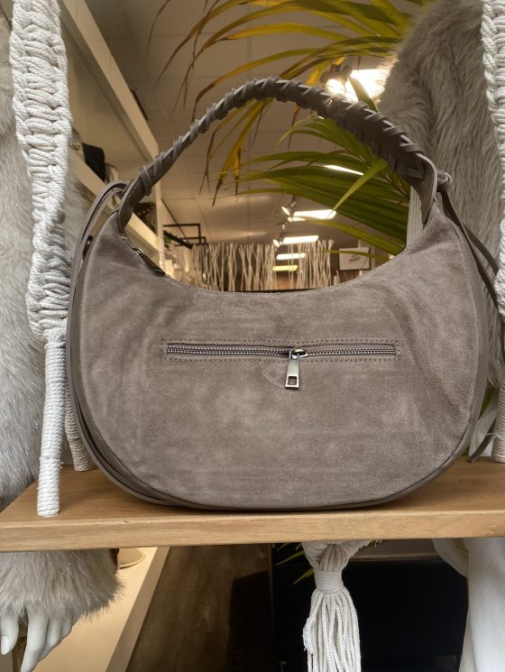 Cassidy Tas Suede/Leer Vlecht Taupe T257 - Afbeelding 3