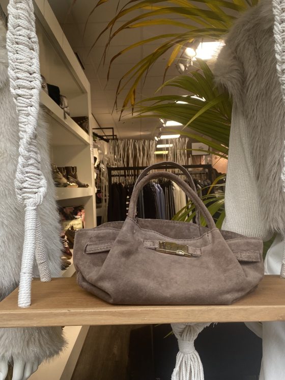 Leonie Handtas Suede Taupe/Goud T311 - Afbeelding 3