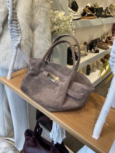 Leonie Handtas Suede Taupe/Goud T311