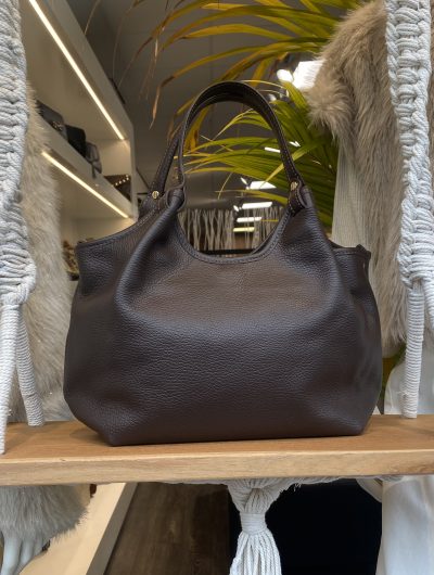 Lou Medium Tas Classic Grain Dark Brown T314