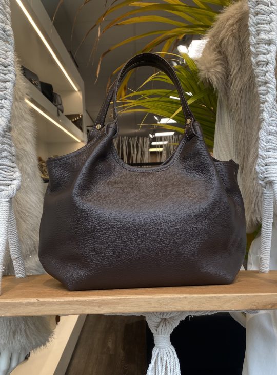 Lou Medium Tas Classic Grain Dark Brown T314