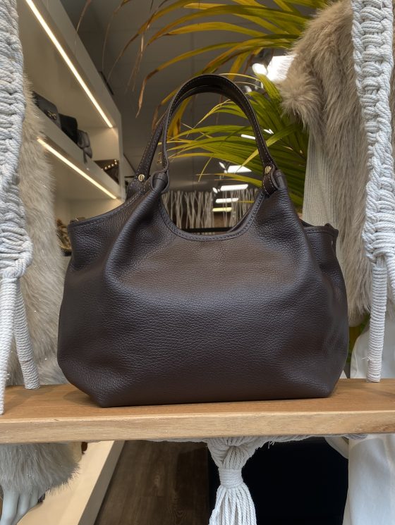 Lou Medium Tas Classic Grain Dark Brown T314