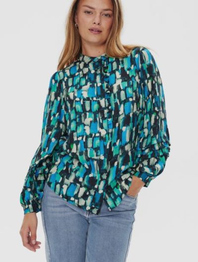 Freequent malona  Blouse zwart blauw