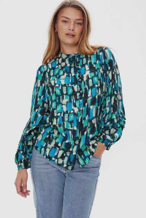 Freequent malona  Blouse zwart blauw