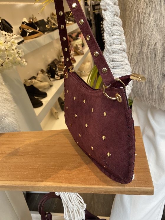 Casey Tas Studs Suede Burgundy/Goud T304 - Afbeelding 4