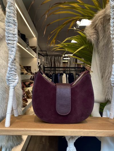 Schoudertas Suede Leer Burgundy T320