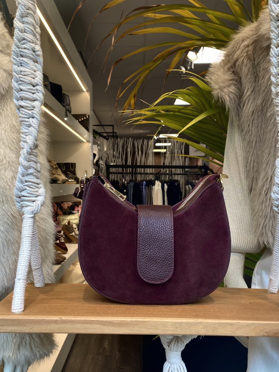 Schoudertas Suede Leer Burgundy T320