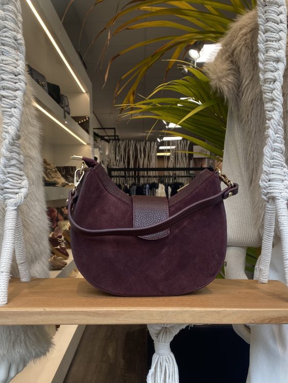 Schoudertas Suede Leer Burgundy T320 - Afbeelding 2