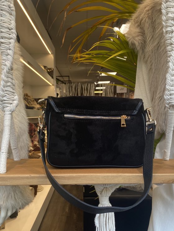 Coco Handtas Suede/leer Zwart/Goud T331 - Afbeelding 2