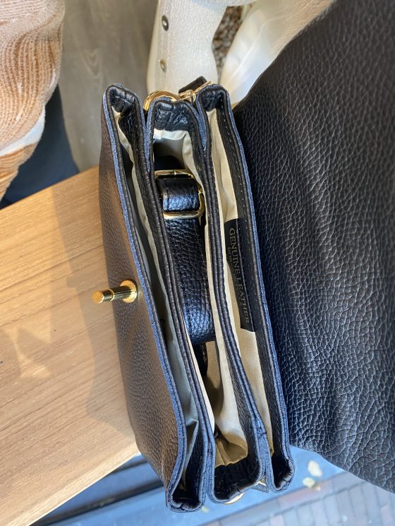 Ceyda Crossbody Tas Leer Zwart T330 - Afbeelding 3