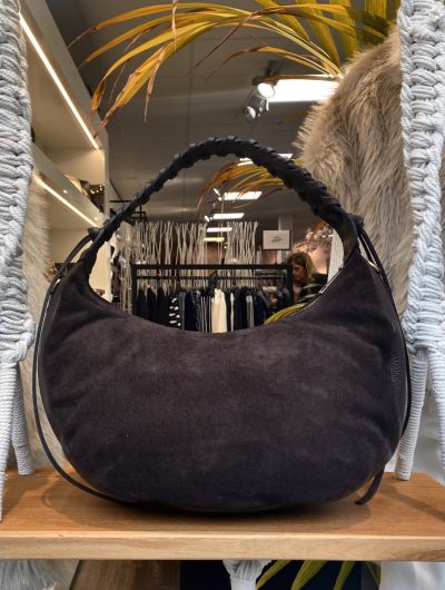 Cassidy Tas Suede/Leer Vlecht Donkerbruin T257