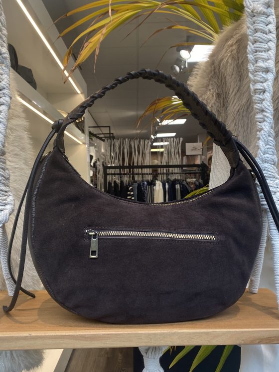 Cassidy Tas Suede/Leer Vlecht Donkerbruin T257 - Afbeelding 2