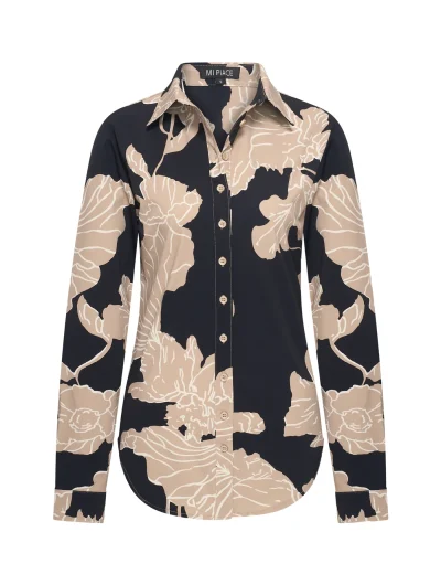 Mi Piace Travelstof Blouse 60840 big flower print black