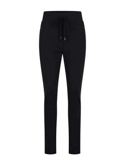 Mi Piace Travelstof Broek met Rits zwart