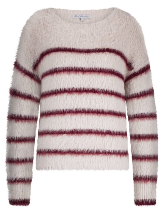 Red Button Fuzzy Sweater & Stripe cream/ruby - Afbeelding 3