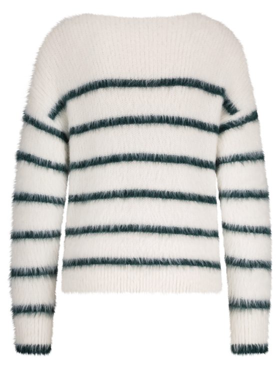 Red Button Fuzzy Sweater & Stripe ecru/pine - Afbeelding 4