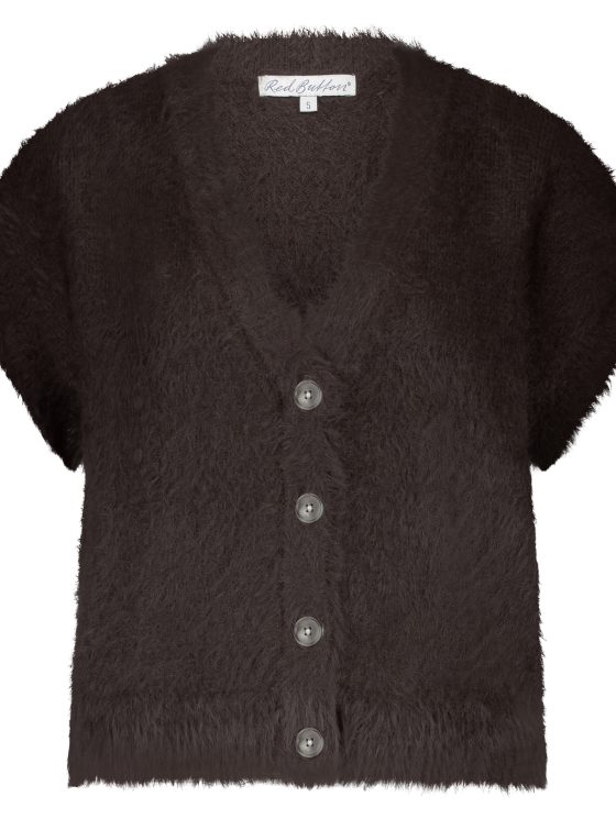 Red Button Sleeveless Fuzzy Gilet espresso - Afbeelding 2