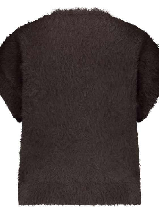 Red Button Sleeveless Fuzzy Gilet espresso - Afbeelding 3