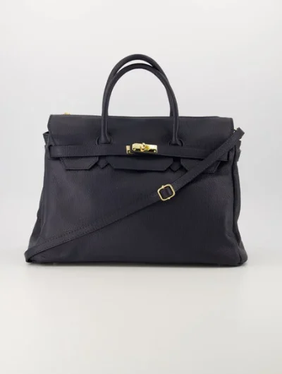 Birdie Large Handtas Leer Donkerblauw T309