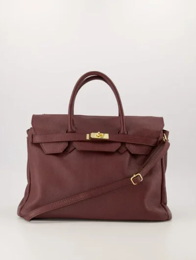 Birdie Large Handtas Leer Burgundy T309