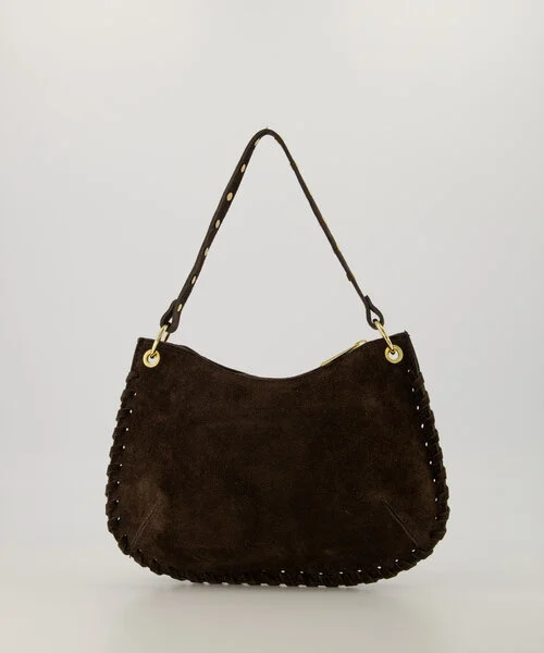 Casey Tas Studs Suede Dark Brown/Goud T308 - Afbeelding 3